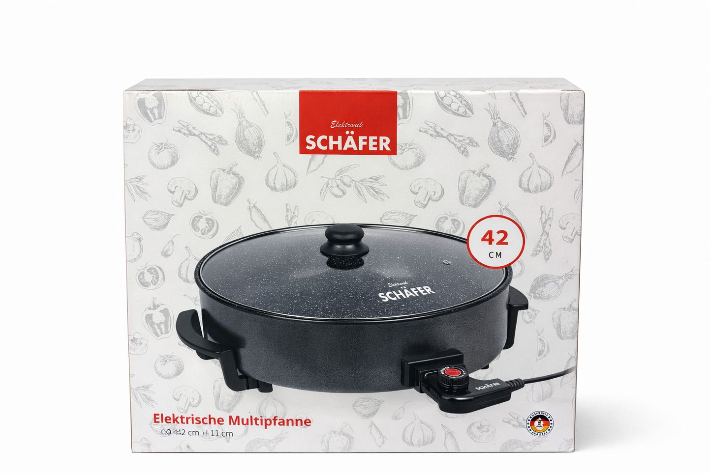 Elektrische Multipfanne Schäfer 42 cm - 11 cm tief - Glasdeckel