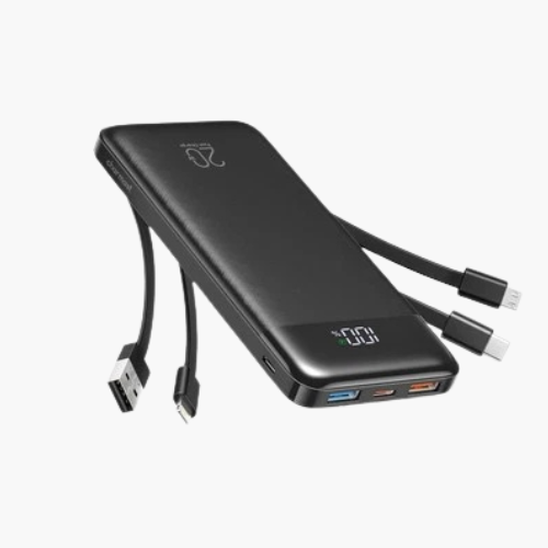 Charmast Power Bank, 22,5W Powerbank 20000mAh mit Kabel USB C und LED-Display