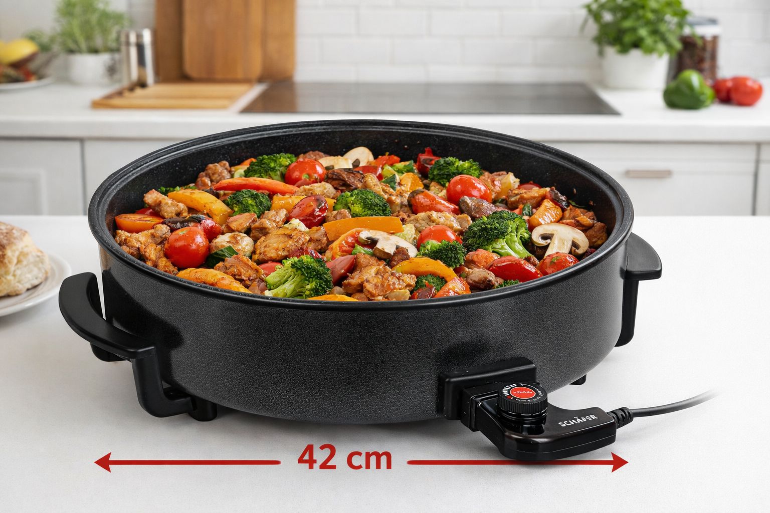Elektrische Multipfanne Schäfer 42 cm - 11 cm tief - Glasdeckel