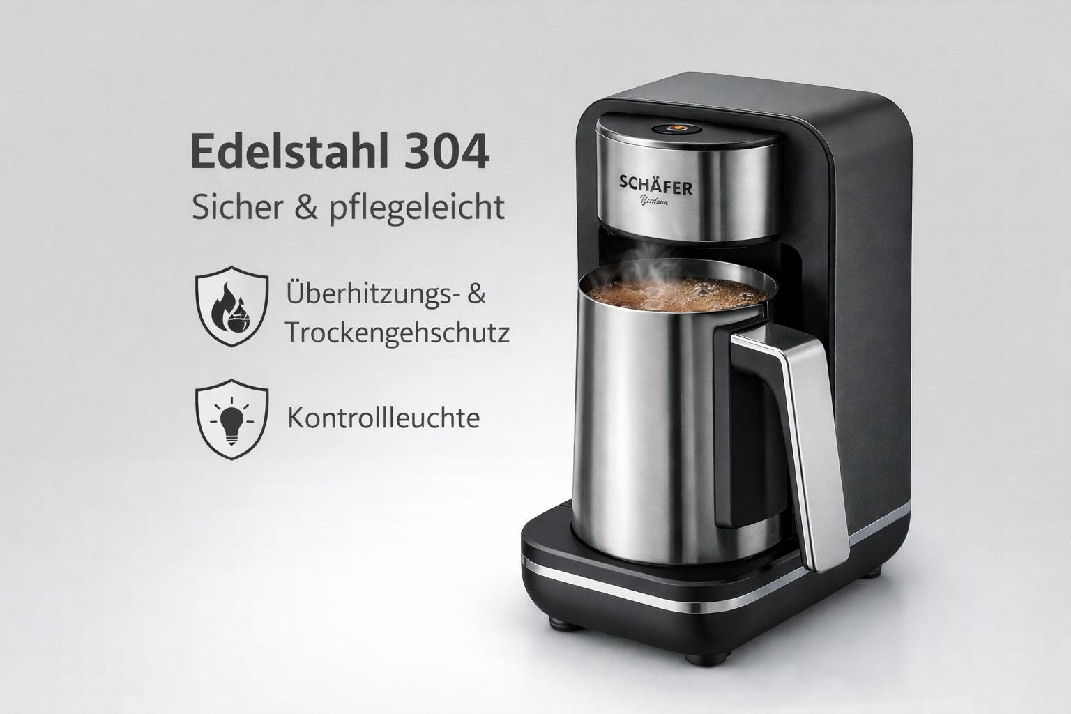 Mokkamaschine Edelstahl Schwarz SCHÄFER