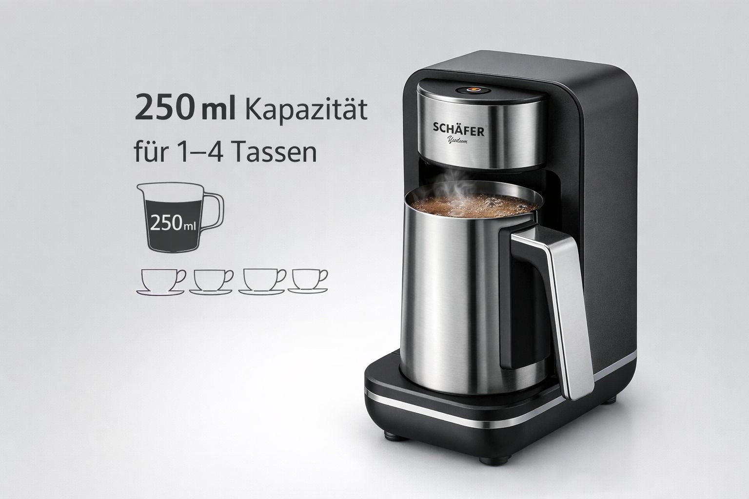 Mokkamaschine Edelstahl Schwarz SCHÄFER