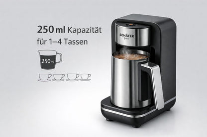 Mokkamaschine Edelstahl Schwarz SCHÄFER