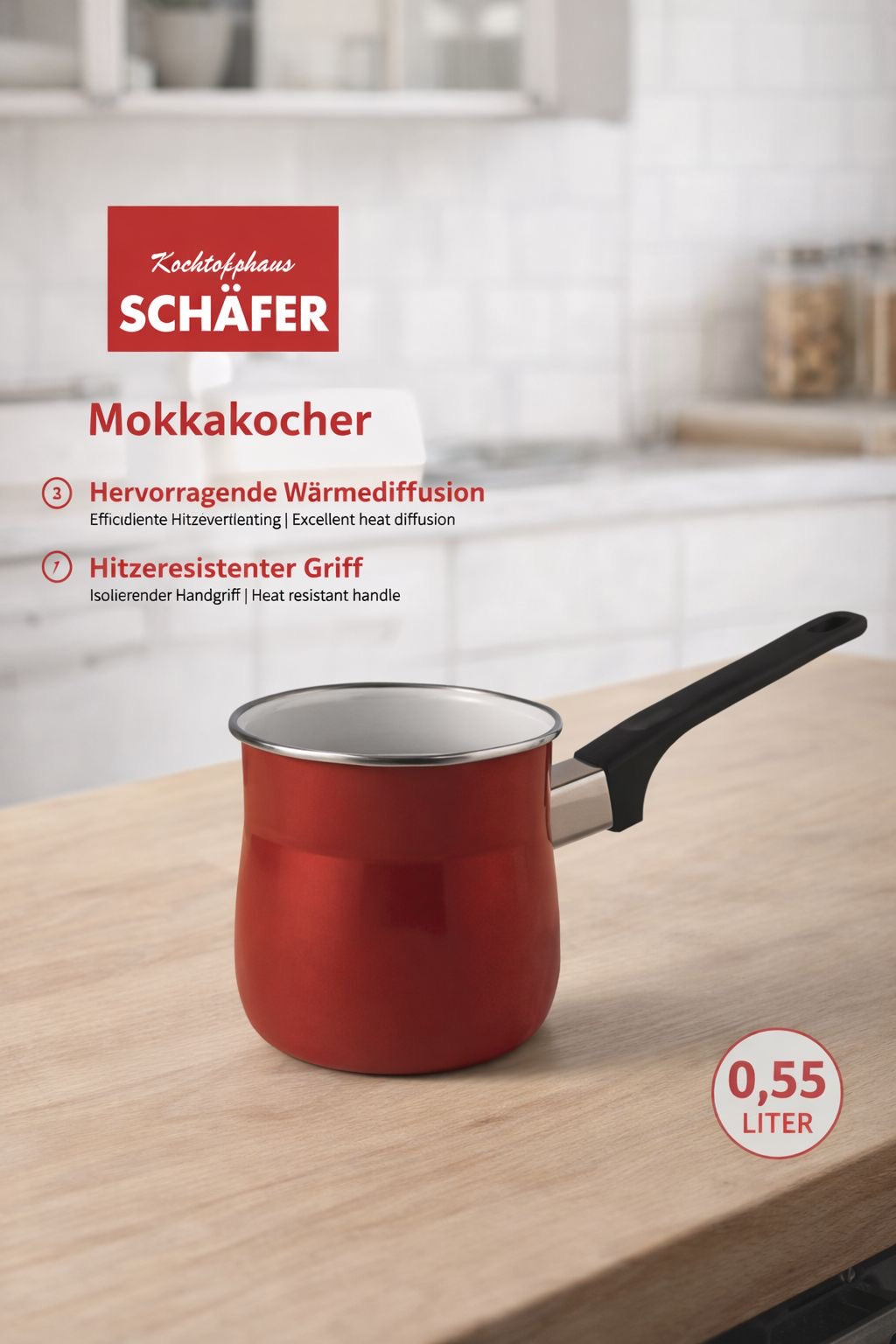 Mokkakocher Rot 0,55l Schäfer