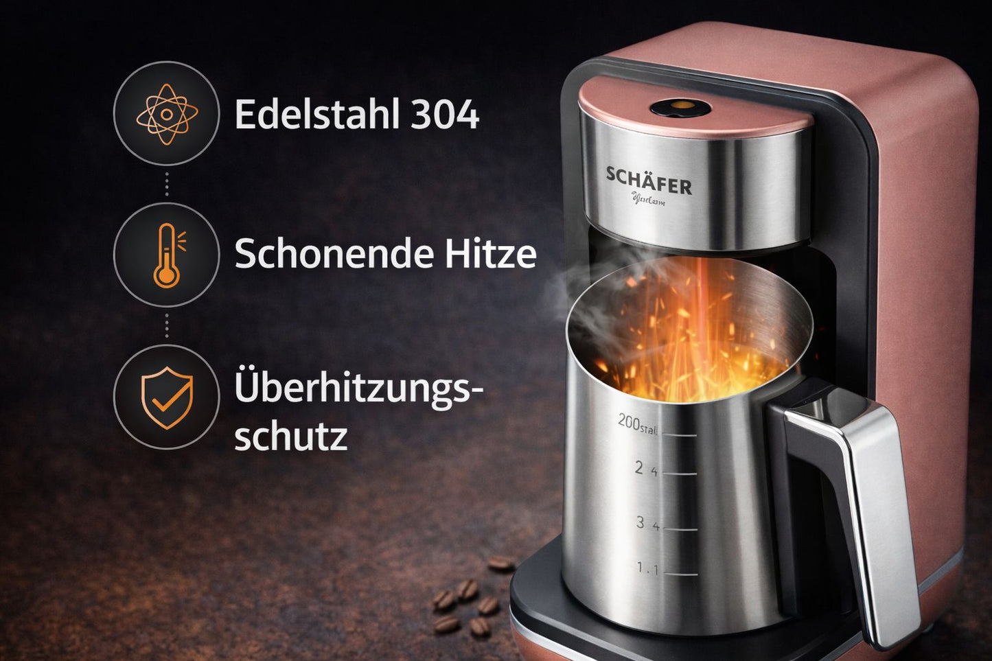 Mokkamaschine Edelstahl Rose/Gold SCHÄFER