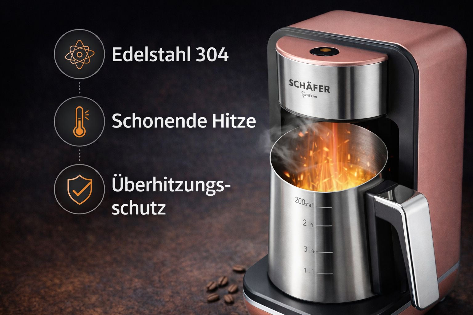 Mokkamaschine Edelstahl Rose/Gold SCHÄFER
