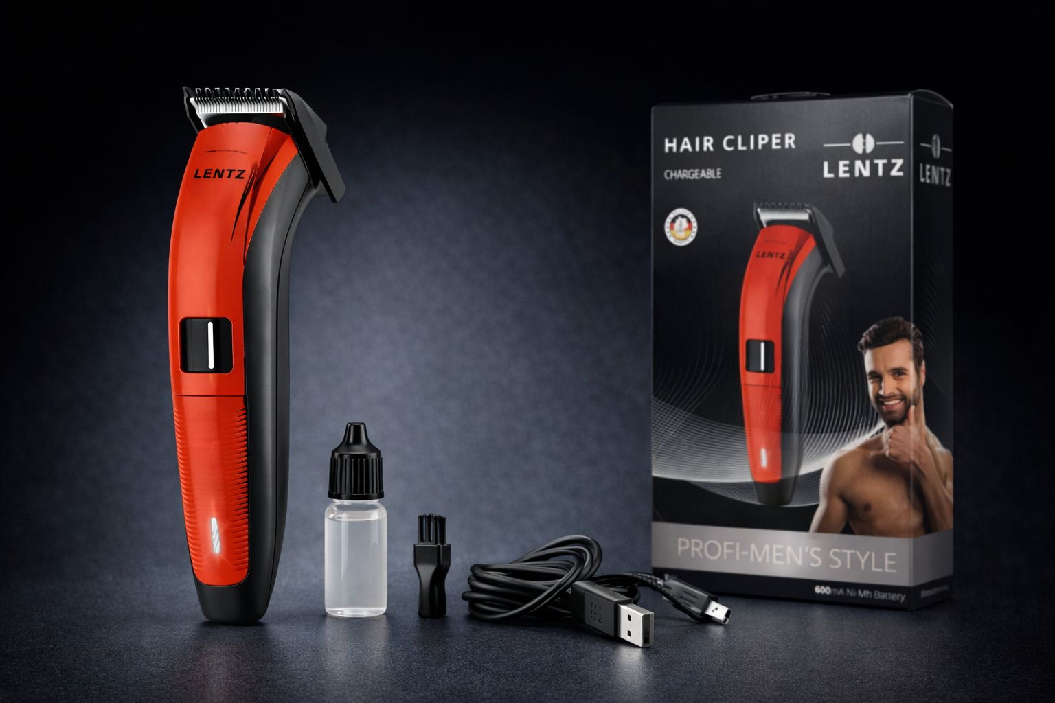 Haarschneider LENTZ Akku-Hair Clipper – wiederaufladbar, Edelstahlklinge, Ni-MH Akku