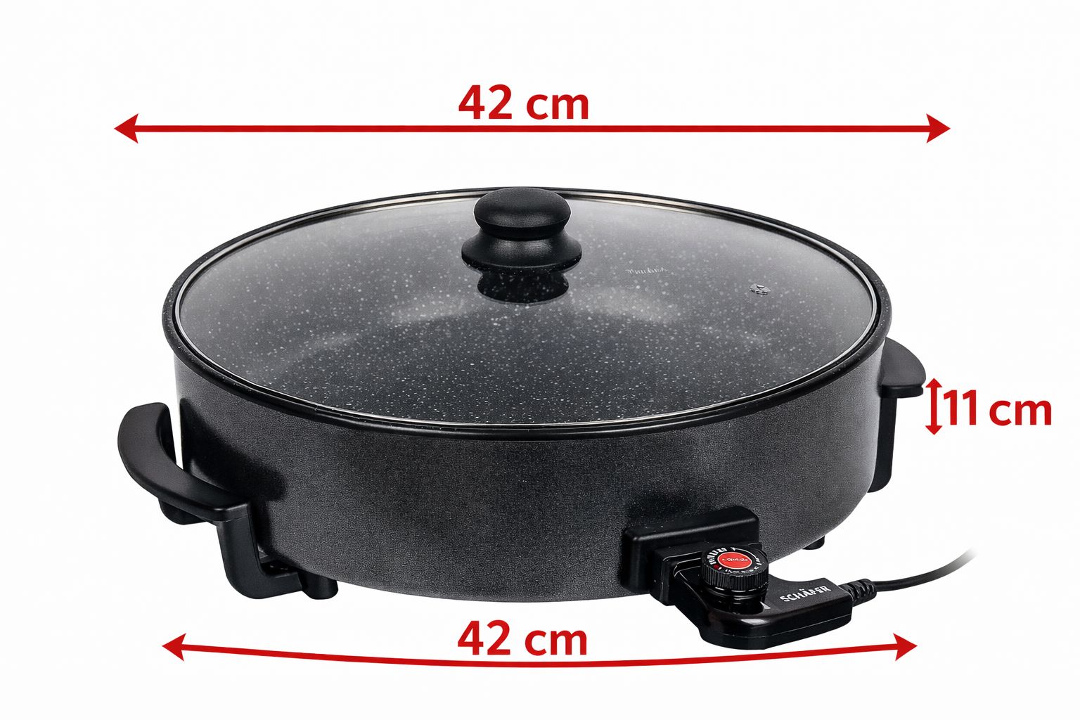 Elektrische Multipfanne Schäfer 42 cm - 11 cm tief - Glasdeckel