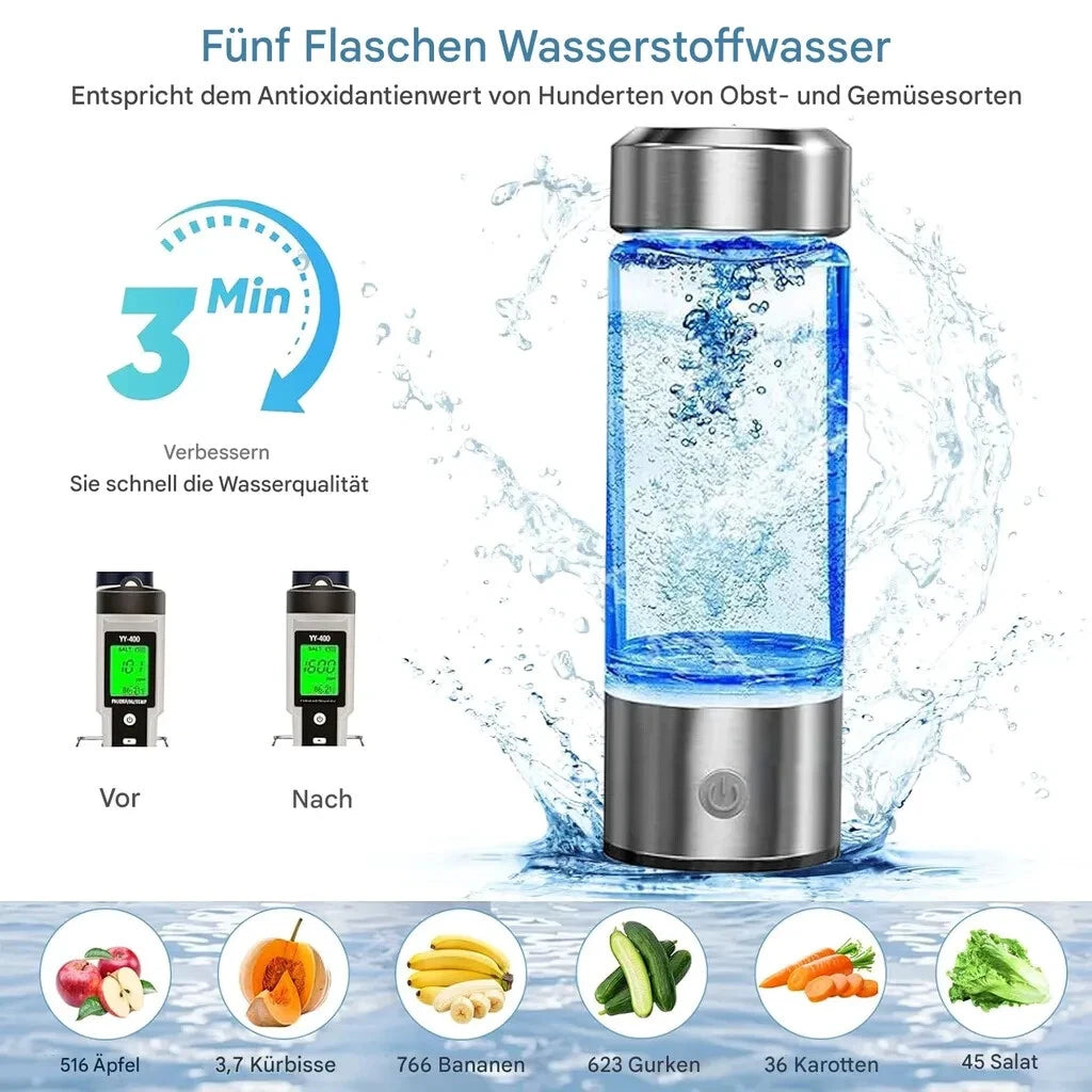 Wasserstoff Wasserflasche 420ml USB Wiederaufladbarer Hydrogen Water Bottle