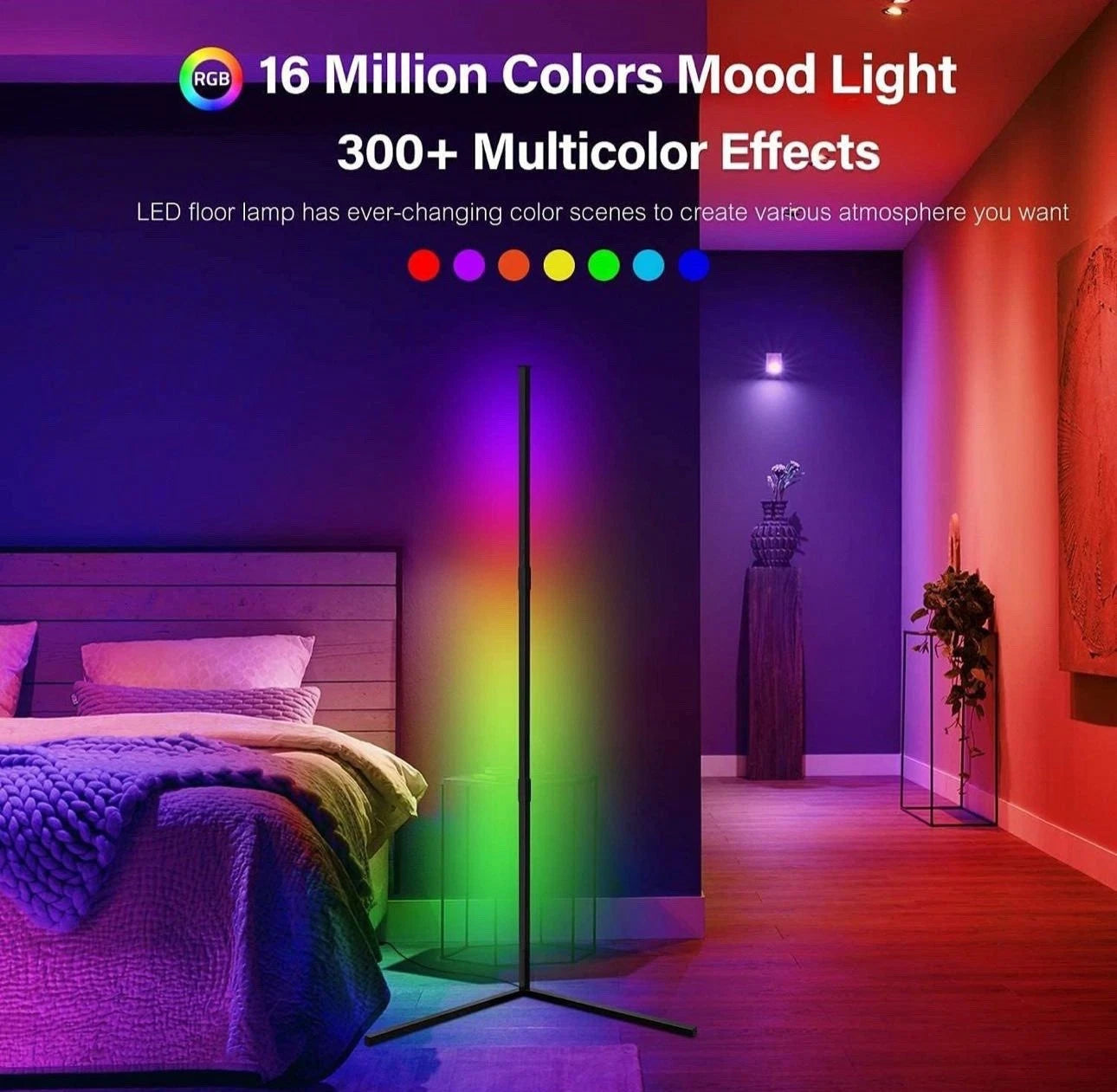 LED RGB Stehleuchte Eckleuchte Stehlampe Lichtsäule Farbwechsel Farbig Ecklampe