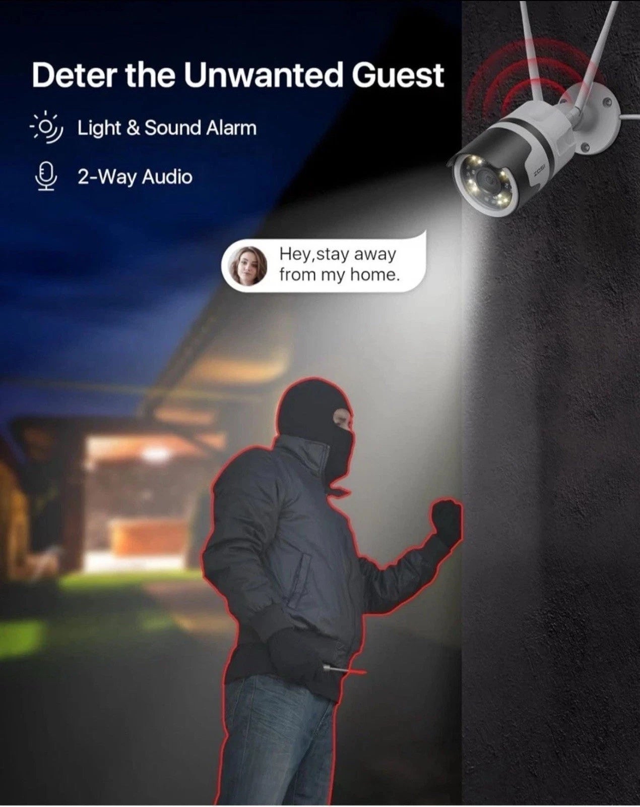 ZOSI 3MP WLAN Überwachungskamera Aussen Nachtsicht Kamera