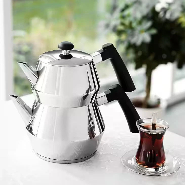 Teekanne-Set aus hochwertigem Edelstahl Bakelit grifft 18/8 2,0L + 1,0L