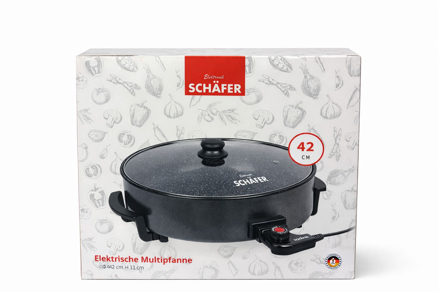 Elektrische Multipfanne Schäfer 42 cm - 11 cm tief - Glasdeckel